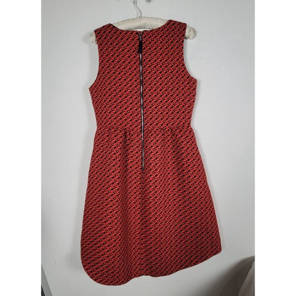 Lili Wang For Lili's Closet Red Navy Textured Sleeveless A-Line Dress Size 12 - Picture 2 of 13